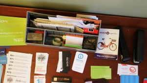 A table for business cards: Creative Density, a coworking space in Denver